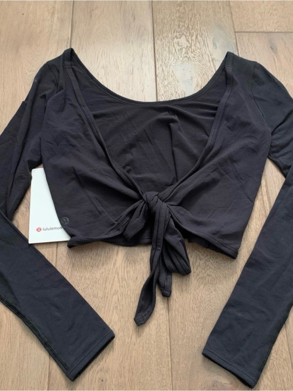 lululemon athletica Black Front-Tie Long Sleeve Crop Top